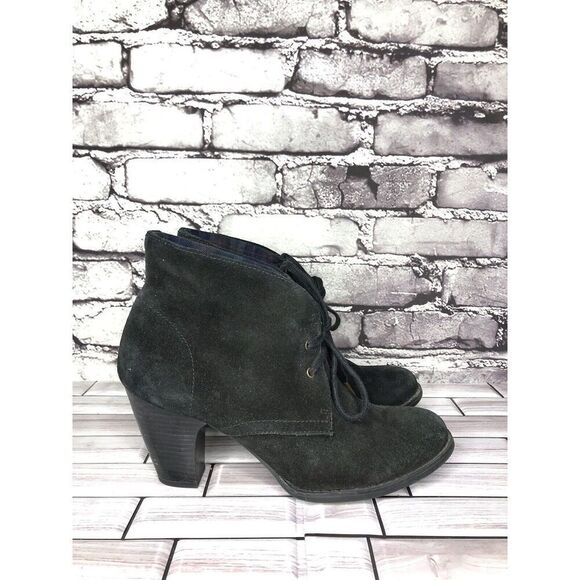 Indigo Clarks Black Suede Leather Ankle Stacked Heel Booties Sz Women 8M US/39EU - Picture 1 of 16
